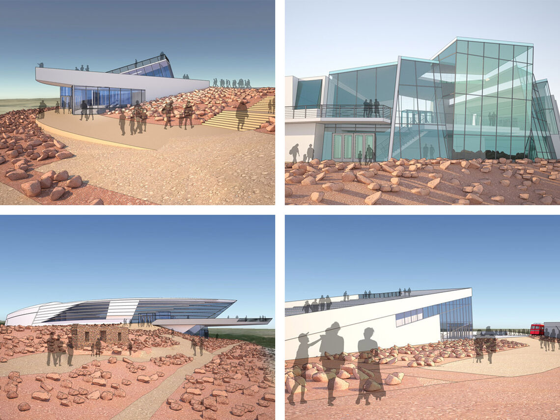 These early design concepts for Pikes Peak Summit Visitor Center were presented to the public at community meetings, posted online, and communicated in print for public comment. The commentary, both positive and negative, was reviewed by the design team and stakeholders, incorporated into the design, and shaped the ultimate look and feel of the Visitor Center and surrounding site features.