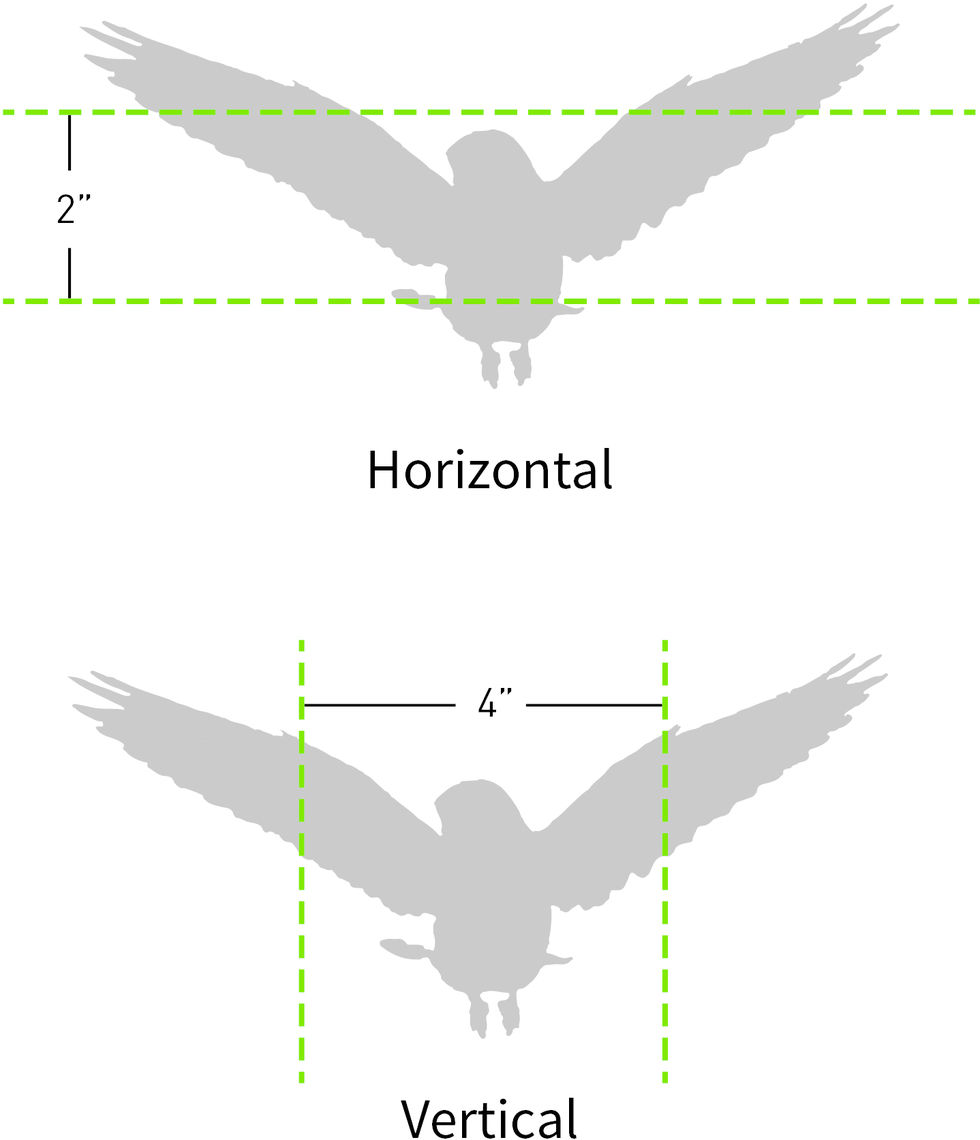 Patterning conforming to the ‘2x4’ rule helps to defer bird strikes.