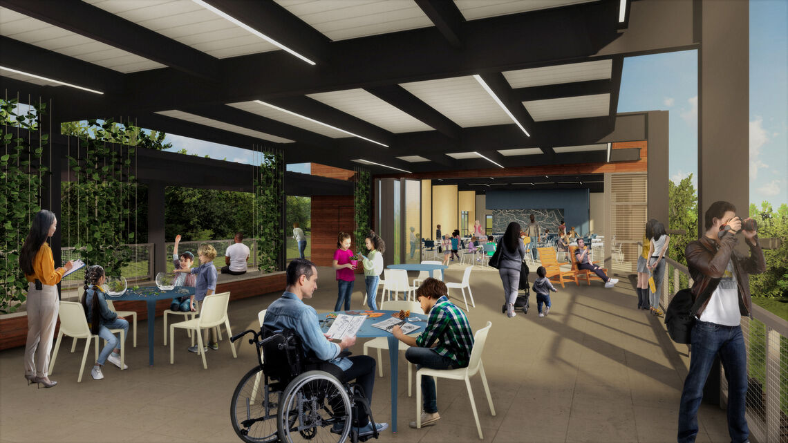 Combined, the new rooftop deck and classroom can host up to 300 people for educational and community events.