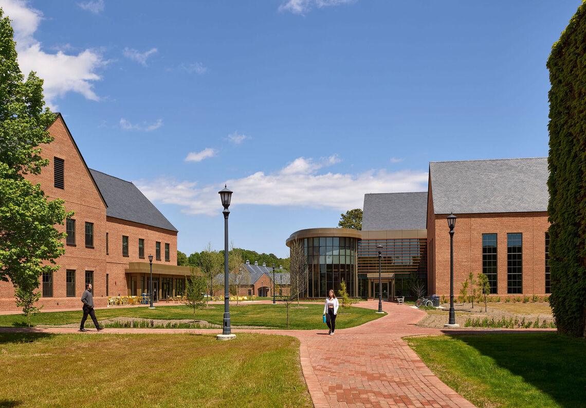 Located on the St. Mary’s River, the architectural character and scale of the St. Mary's College of Maryland campus are of an Academic Tidewater Village. The design uses the vocabulary of the architectural context to unify the two new buildings in the campus’ overall composition while allowing key program elements to be expressed and celebrated.